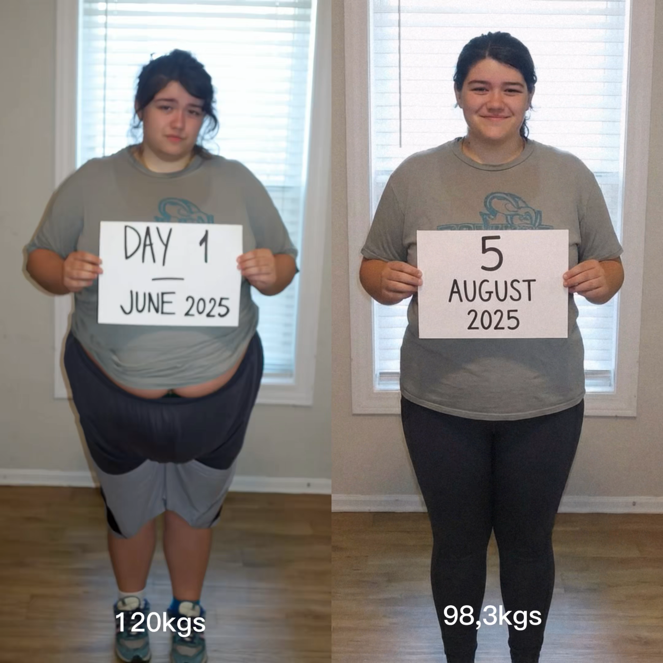 22 kgs down, June to August, with FitWithCarla